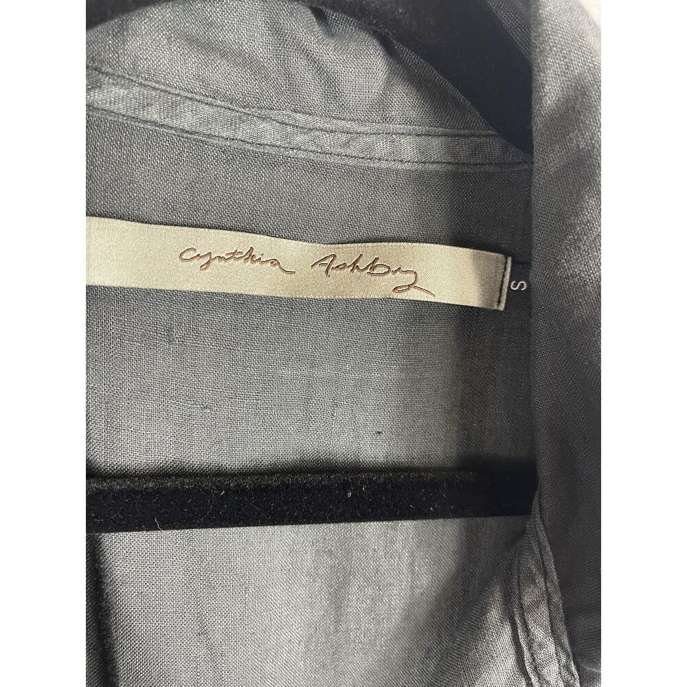 Cynthia Ashby Dress Women's SZ S Linen Sleeveless Button Front Pockets Tie USA - Picture 4 of 8
